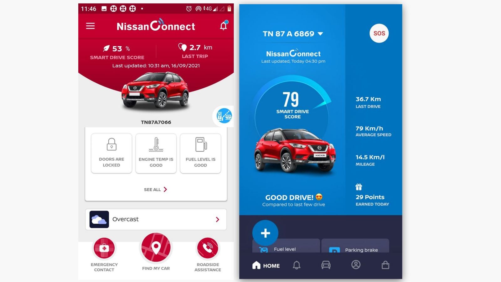 Old app next to first concept
