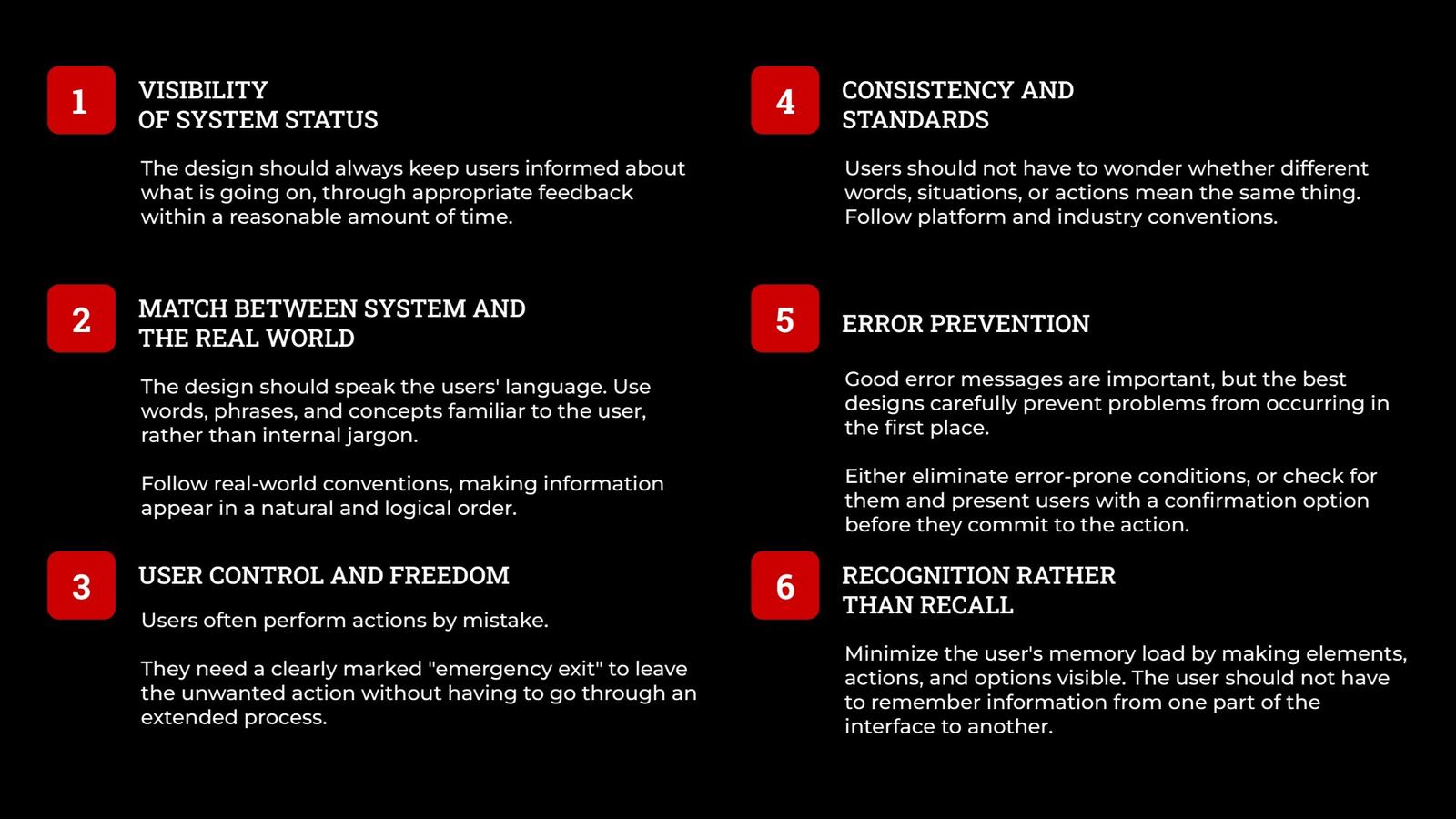 Heuristics 1 to 6 explained